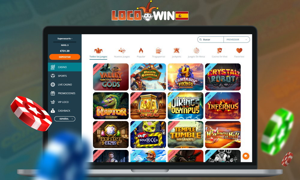 Locowin Casino cuenta con una enorme colección de tragaperras, incluidas muchas de las más populares